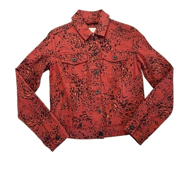 NWT ELLA MOSS Cheetah Sable Swirl Denim Jacket Women's Size S - Picture 3 of 16